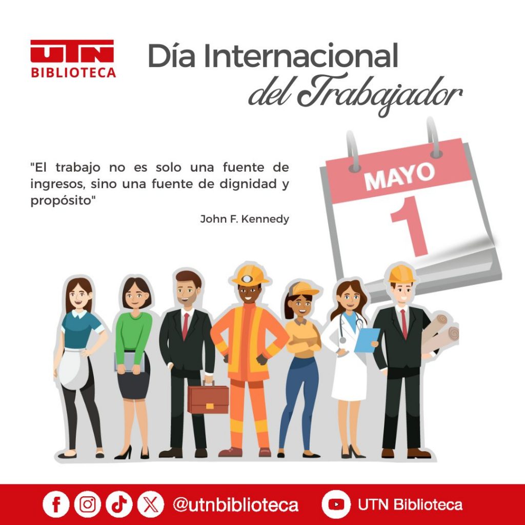 En la imagen se observan varias personas representando a diferentes profesiones, en el fondo una pequeña imagen de un calendario con la fecha primero de mayo.