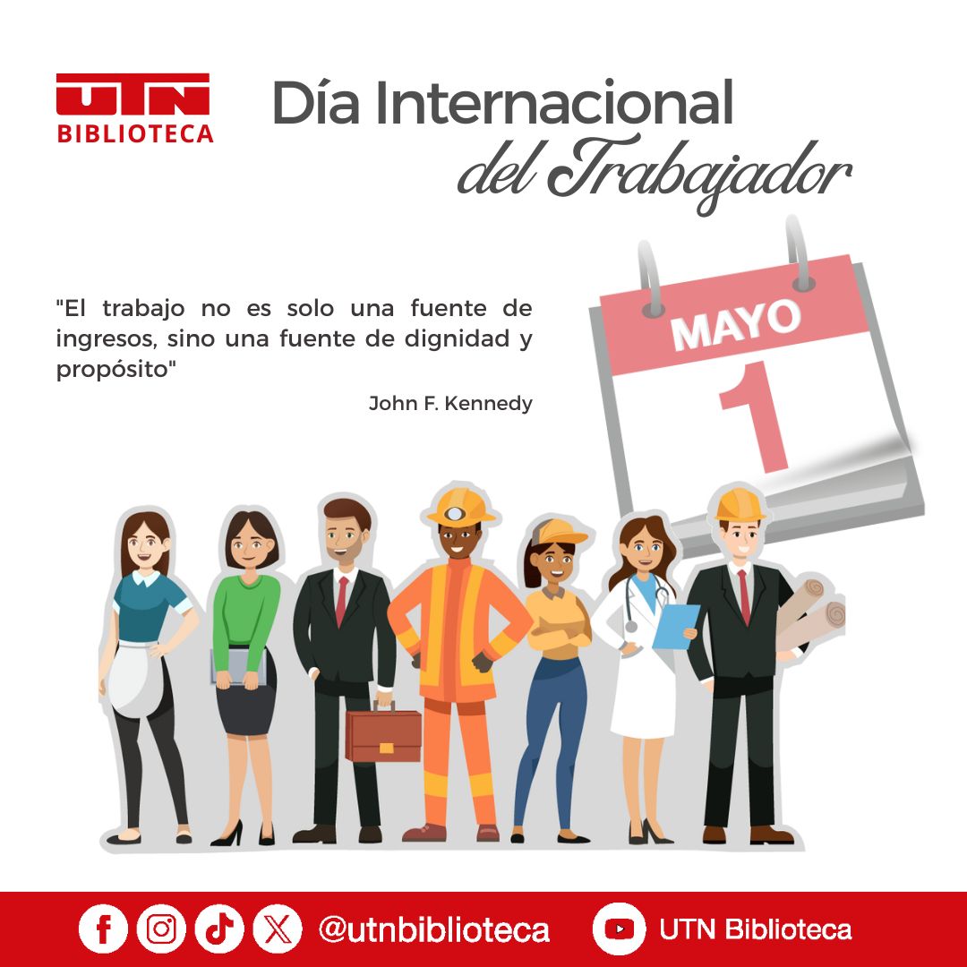 En la imagen se observan varias personas representando a diferentes profesiones, en el fondo una pequeña imagen de un calendario con la fecha primero de mayo.